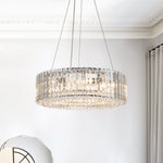 LightfixturesUAE-6-Light Contemporary Luxury Crystal Round Drum Chandelier-Chandeliers-Chrome-