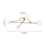 LightfixturesUAE-6-Light Cross Arm Opal Glass Sputnik Semi Flush Mount Ceiling Light-Ceiling Lights - 