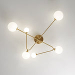 LightfixturesUAE-6-Light Cross Arm Opal Glass Sputnik Semi Flush Mount Ceiling Light-Ceiling Lights - 
