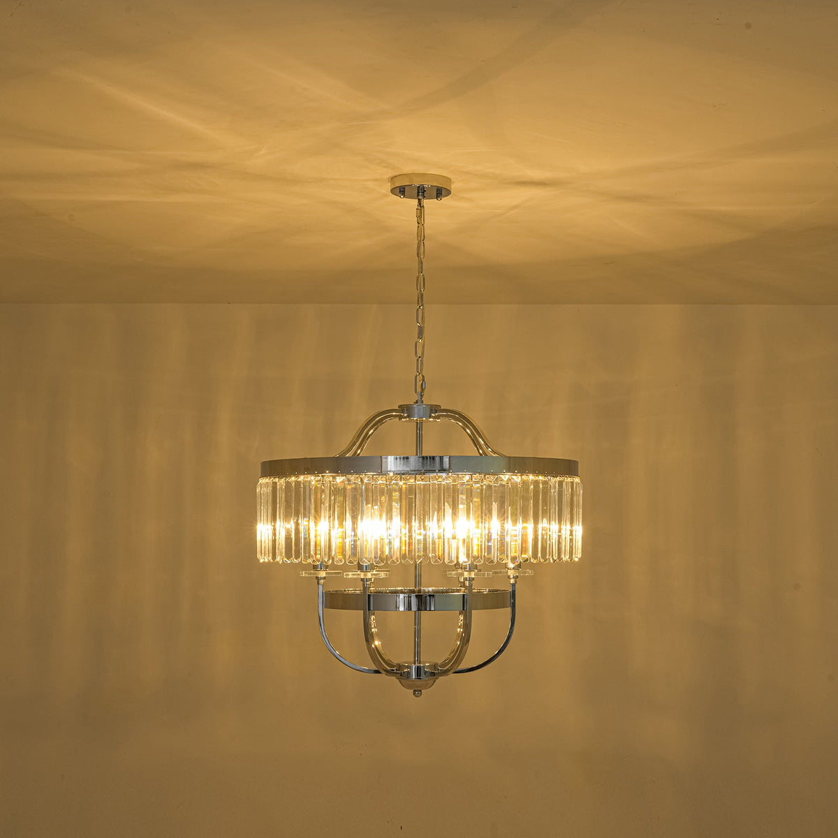 LightfixturesUAE-6-Light Glam Tiered Ring Crystal Circular Chandelier-Chandeliers-Chrome-