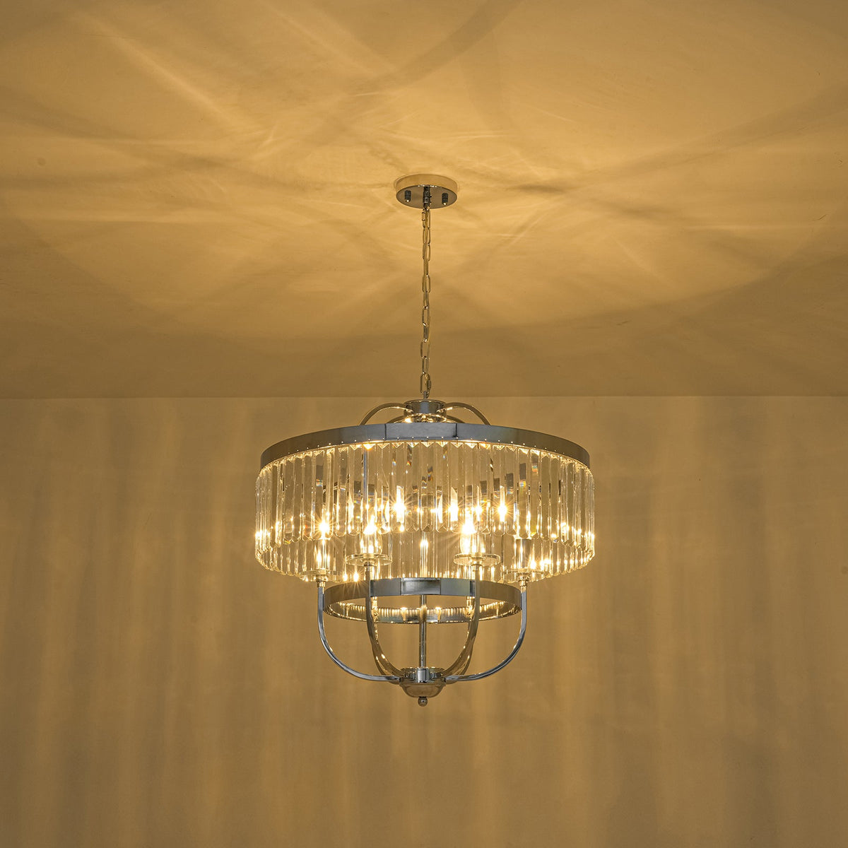 LightfixturesUAE-6-Light Glam Tiered Ring Crystal Circular Chandelier-Chandeliers-Chrome-