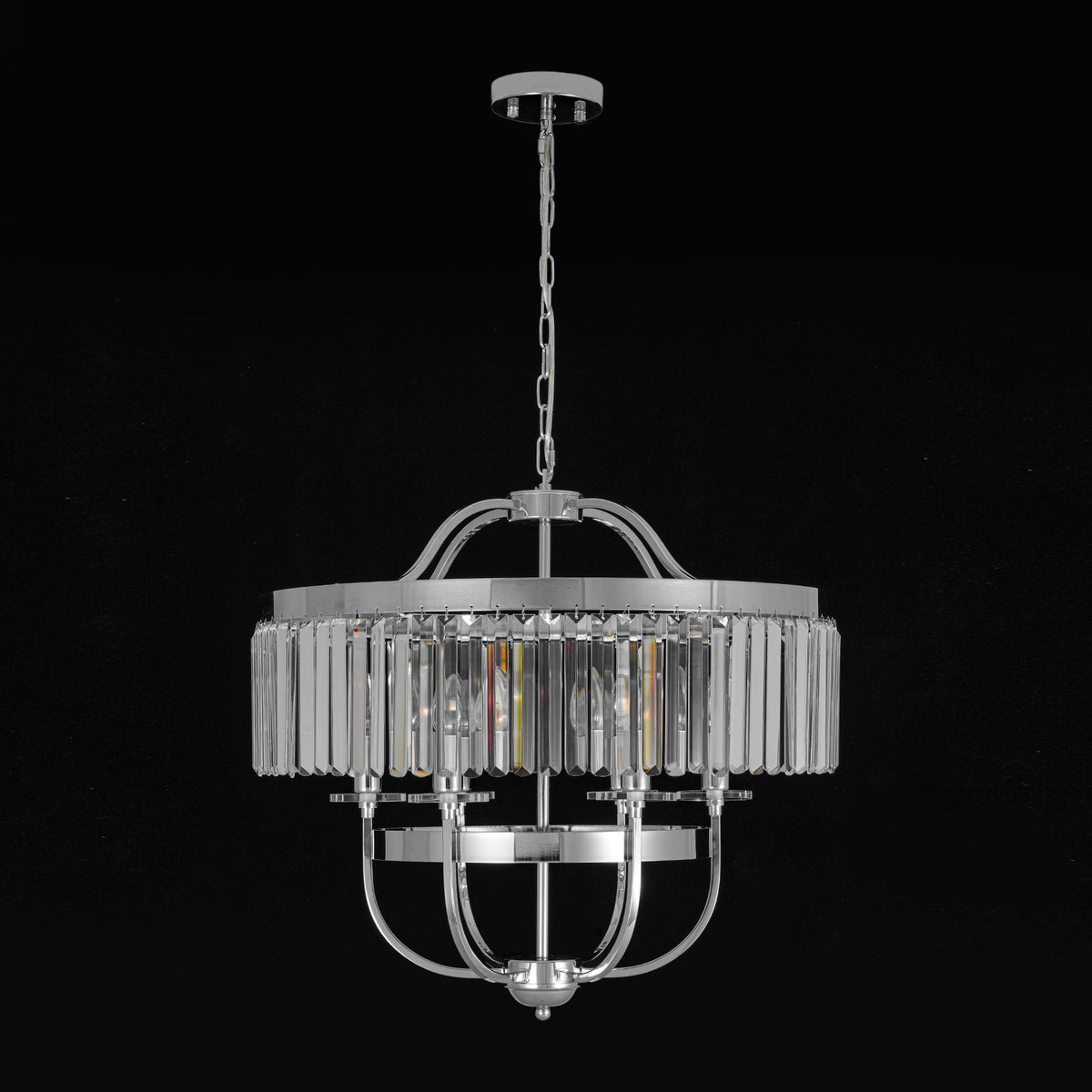 LightfixturesUAE-6-Light Glam Tiered Ring Crystal Circular Chandelier-Chandeliers-Chrome-