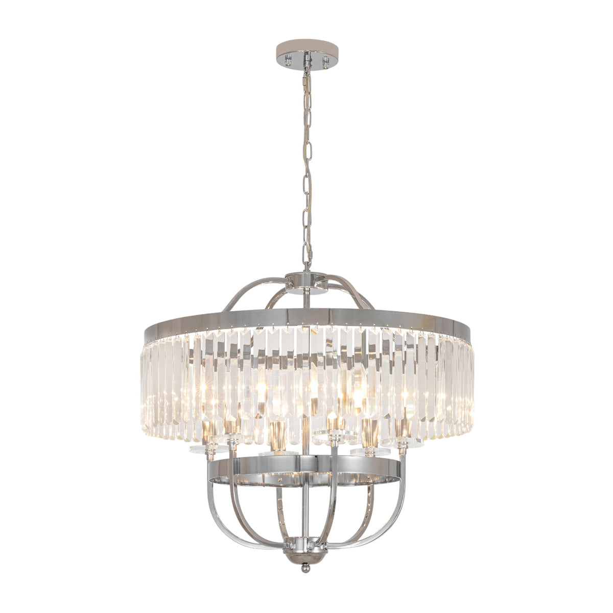 LightfixturesUAE-6-Light Glam Tiered Ring Crystal Circular Chandelier-Chandeliers-Chrome-