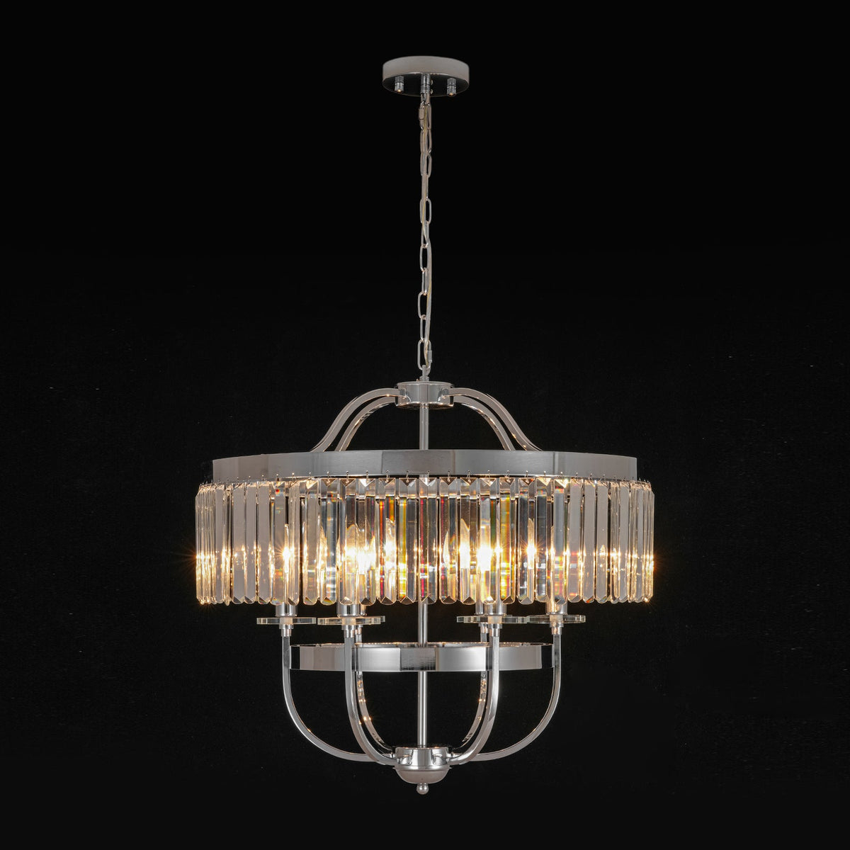 LightfixturesUAE-6-Light Glam Tiered Ring Crystal Circular Chandelier-Chandeliers-Chrome-