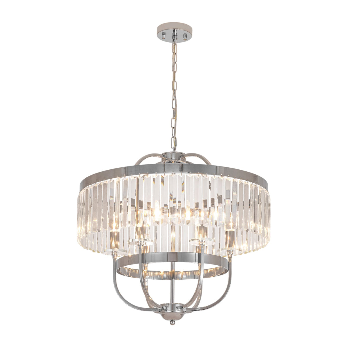 LightfixturesUAE-6-Light Glam Tiered Ring Crystal Circular Chandelier-Chandeliers-Chrome-
