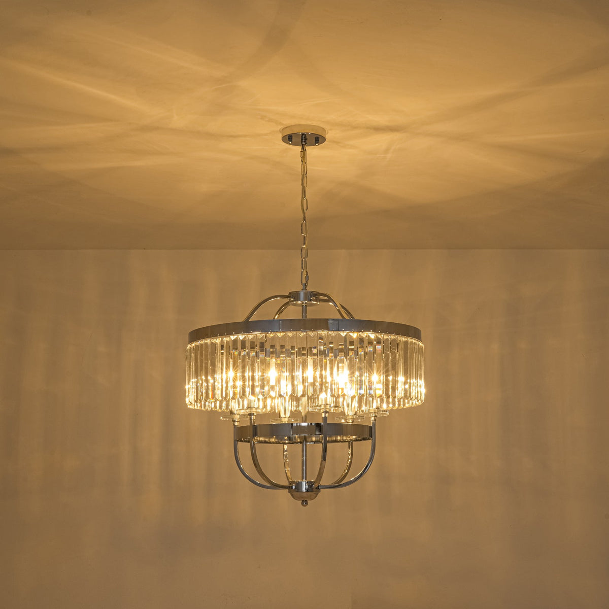 LightfixturesUAE-6-Light Glam Tiered Ring Crystal Circular Chandelier-Chandeliers-Chrome-