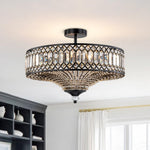 LightfixturesUAE-6-Light Luxury Crystal Drum Semi-Flush Mount Ceiling Light-Ceiling Lights-Black-