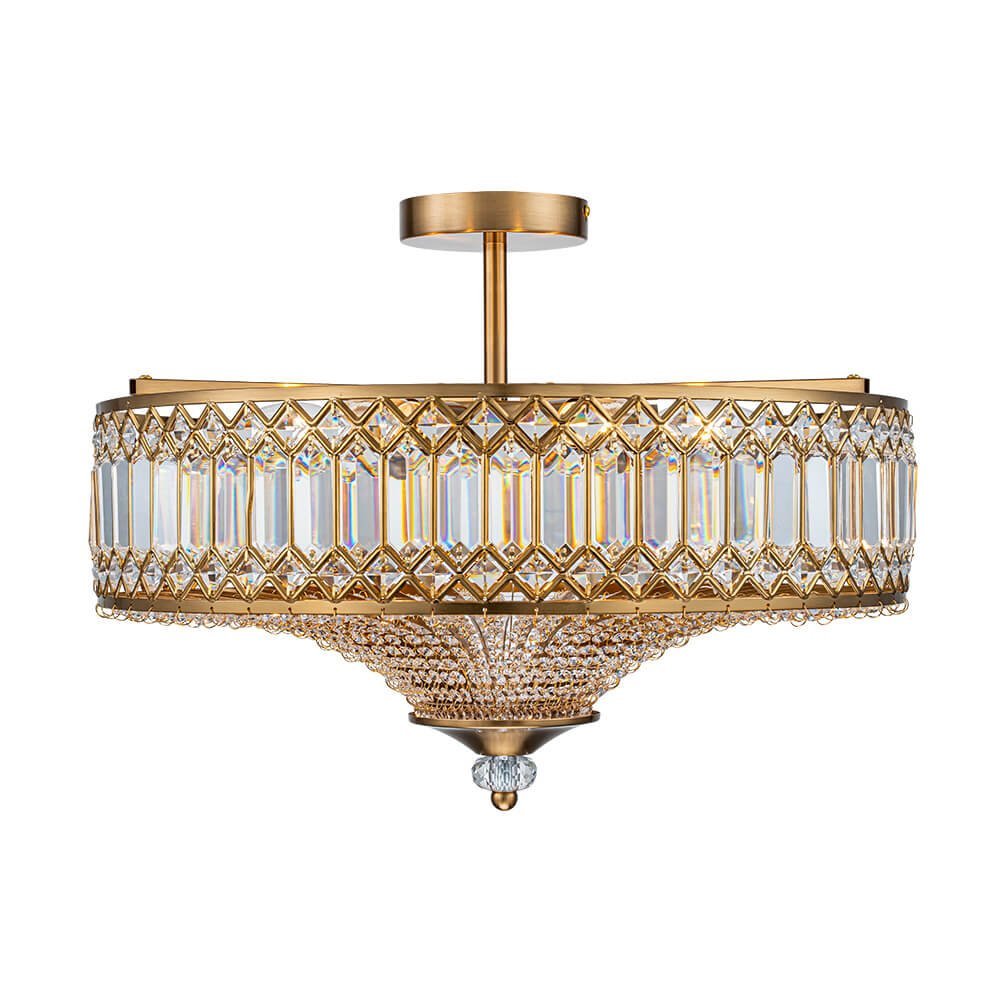 LightfixturesUAE-6-Light Luxury Crystal Drum Semi-Flush Mount Ceiling Light-Ceiling Lights-Chrome-