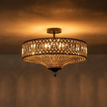 LightfixturesUAE-6-Light Luxury Crystal Drum Semi-Flush Mount Ceiling Light-Ceiling Lights-Chrome-