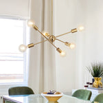 LightfixturesUAE-6-Light Mid-century Brass Cross Arms Linear Sputnik Chandelier-Chandeliers - 
