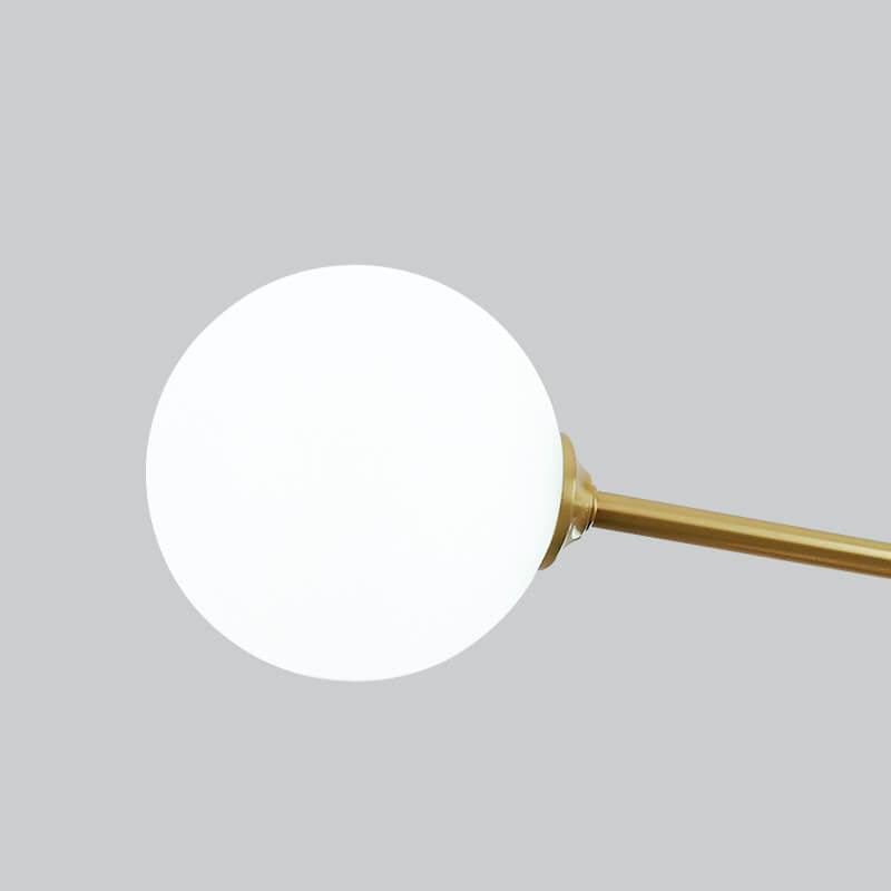 LightfixturesUAE-6-Light Mid-Century Modern Opal Glass Globe Ceiling Light-Ceiling Lights-Brass-