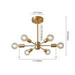 LightfixturesUAE-6-Light Mid-Century Modern Sputnik Chandelier-Chandeliers-Brass-