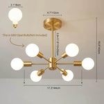 LightfixturesUAE-6-Light Mid-Century Modern Sputnik Chandelier-Chandeliers-Brass-