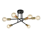 LightfixturesUAE-6-Light Mid-century Modern Two-Tone Metal Radial Sputnik Ceiling Light-Ceiling Lights-Brass-