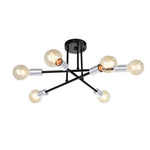 LightfixturesUAE-6-Light Mid-century Modern Two-Tone Metal Radial Sputnik Ceiling Light-Ceiling Lights-Brass-