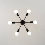LightfixturesUAE-6-Light Minimalist Black Sputnik Chandelier-Chandeliers-Black+Gold-