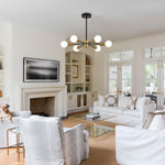LightfixturesUAE-6-Light Minimalist Black Sputnik Chandelier-Chandeliers-Black+Gold-