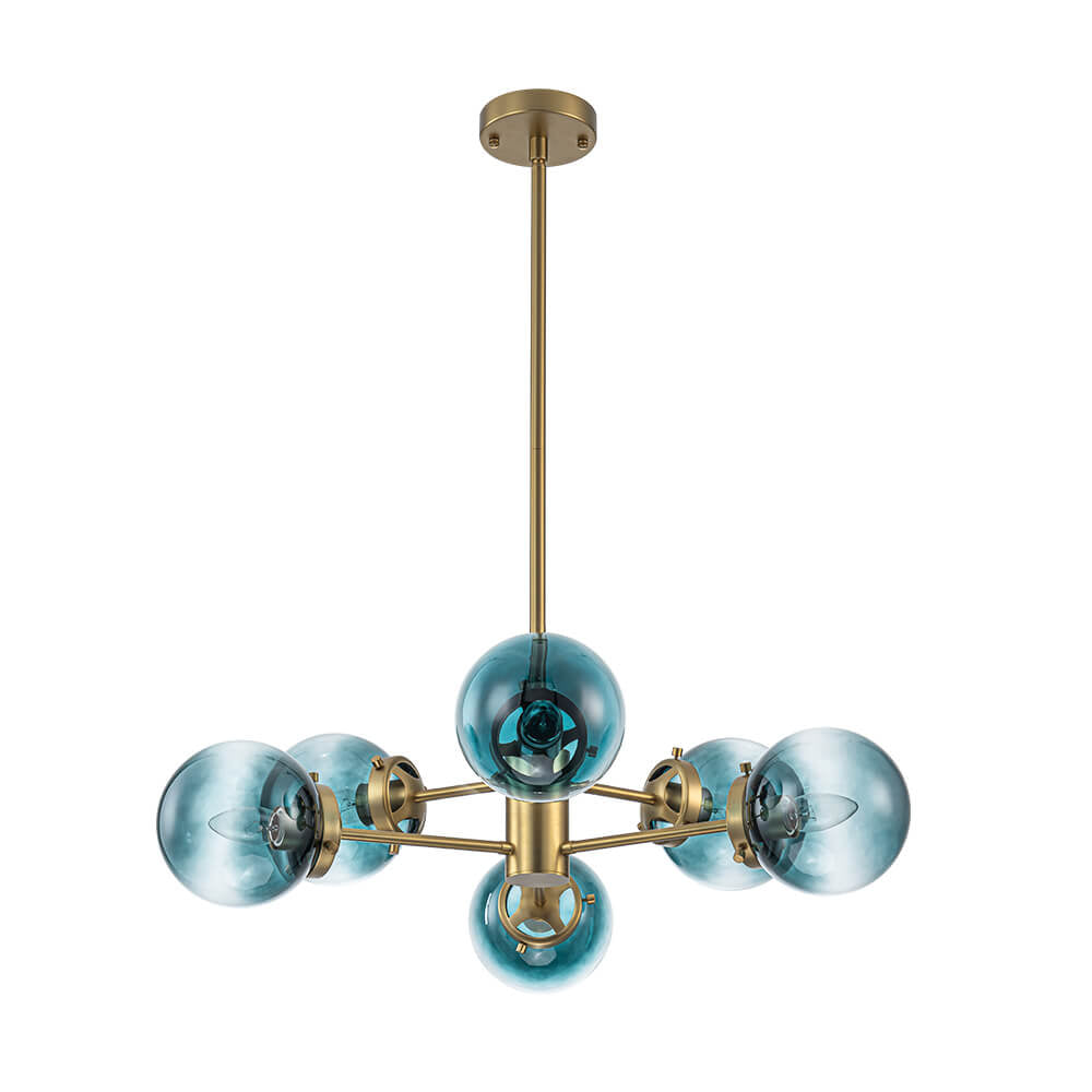 LightfixturesUAE-6-Light Modern Blue Glass Sphere Bubble Sputnik Chandelier-Chandeliers-6-Light-