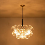 LightfixturesUAE-6-Light Modern Cluster Ribbed Clear Glass Bubble Chandelier-Chandeliers-Black-6-Bulb