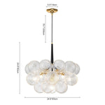 LightfixturesUAE-6-Light Modern Cluster Ribbed Clear Glass Bubble Chandelier-Chandeliers-Black-6-Bulb