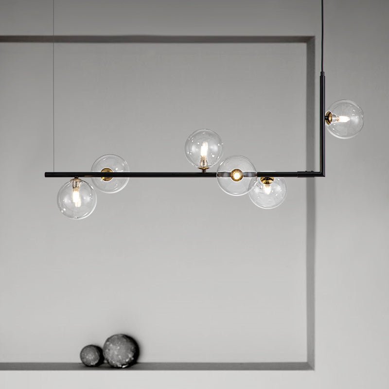 LightfixturesUAE-6-Light Modern Design Linear Glass Globe Chandelier-Chandeliers-Black-