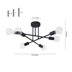 LightfixturesUAE-6-Light Modern Minimalist Sputnik Semi Flush-Ceiling Lights-Gold-