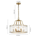 LightfixturesUAE-6-Light Modern Water Ripple Glass Drum Lantern Pendant-Chandeliers-Brass-
