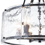 LightfixturesUAE-6-Light Modern Water Ripple Glass Drum Lantern Pendant-Chandeliers-Oil Rubbed Bronze-