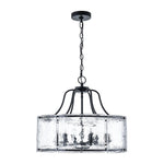 LightfixturesUAE-6-Light Modern Water Ripple Glass Drum Lantern Pendant-Chandeliers-Oil Rubbed Bronze-