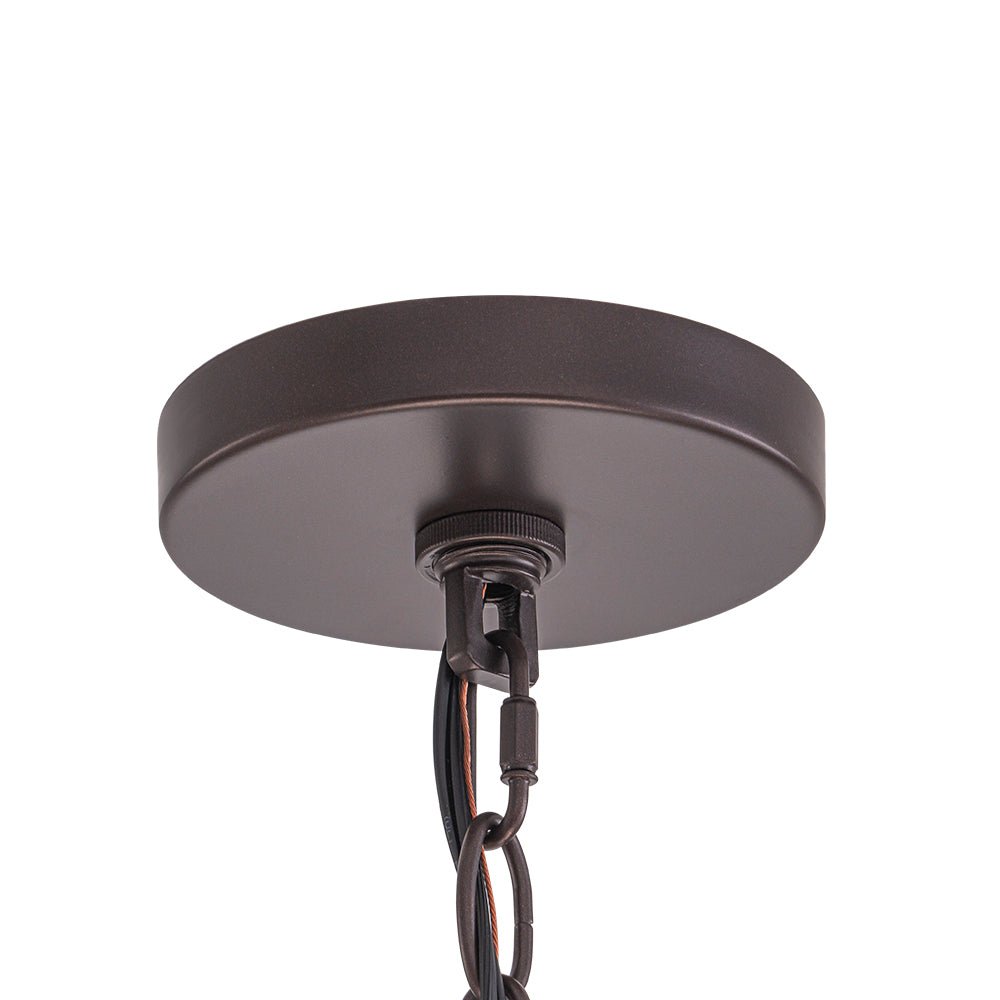 LightfixturesUAE-6-Light Modern Water Ripple Glass Drum Lantern Pendant-Chandeliers-Oil Rubbed Bronze-