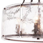 LightfixturesUAE-6-Light Modern Water Ripple Glass Drum Lantern Pendant-Chandeliers-Oil Rubbed Bronze-