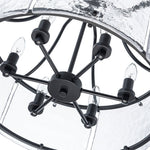 LightfixturesUAE-6-Light Modern Water Ripple Glass Drum Lantern Pendant-Chandeliers-Oil Rubbed Bronze-