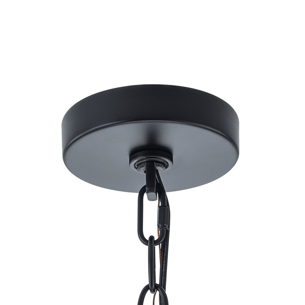 LightfixturesUAE-6-Light Modern Water Ripple Glass Drum Lantern Pendant-Chandeliers-Oil Rubbed Bronze-