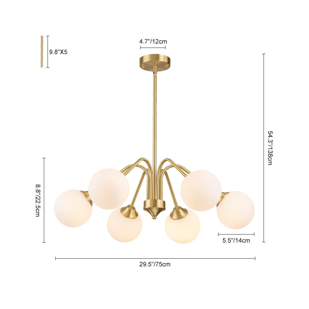LightfixturesUAE-6/10-Light Modern Opal Glass Globe Bubble Chandelier-Chandeliers-10-Light-