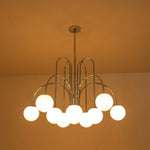 LightfixturesUAE-6/10-Light Modern Tiered Sphere Milky Glass Sputnik Chandelier-Chandeliers-Black-10-Light