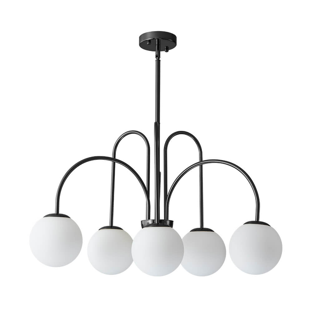 LightfixturesUAE-6/10-Light Modern Tiered Sphere Milky Glass Sputnik Chandelier-Chandeliers-Brass-6-Light