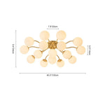 LightfixturesUAE-6/11/16-Light Mid-Century Modern Opal Glass Sputnik Semi Flush Mount-Ceiling Lights-Brass-6-Light
