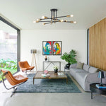LightfixturesUAE-6/8-Light Mid-Century Modern Two-Tone Sputnik Semi Flush Mount-Ceiling Lights-8-Light-