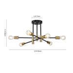LightfixturesUAE-6/8-Light Mid-Century Modern Two-Tone Sputnik Semi Flush Mount-Ceiling Lights-8-Light-