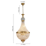LightfixturesUAE-6/8-Light Transitional French Crystal Antique Brass Empire Chandelier-Chandeliers-6-Light-