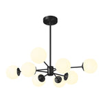 LightfixturesUAE-6/8 Lights Mid-Century Modern Opal Glass Globe Sputnik Chandelier-Chandeliers-8-Light-Black