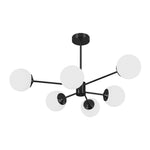 LightfixturesUAE-6/8 Lights Mid-Century Modern Opal Glass Globe Sputnik Chandelier-Chandeliers-8-Light-Black