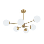 LightfixturesUAE-6/8 Lights Mid-Century Modern Opal Glass Globe Sputnik Chandelier-Chandeliers-8-Light-Black