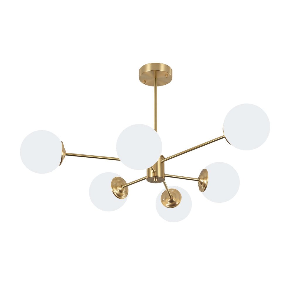 LightfixturesUAE-6/8 Lights Mid-Century Modern Opal Glass Globe Sputnik Chandelier-Chandeliers-8-Light-Black