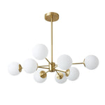 LightfixturesUAE-6/8 Lights Mid-Century Modern Opal Glass Globe Sputnik Chandelier-Chandeliers-8-Light-Black