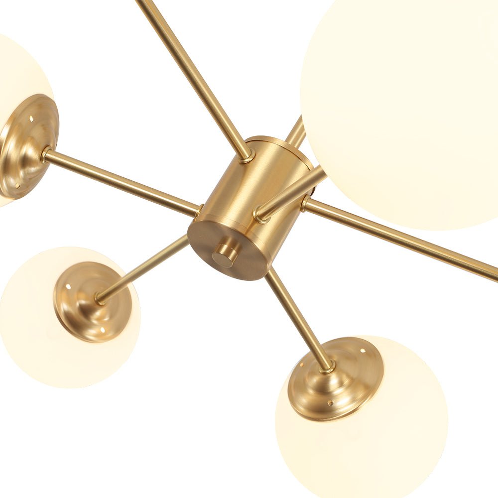 LightfixturesUAE-6/8 Lights Mid-Century Modern Opal Glass Globe Sputnik Chandelier-Chandeliers-8-Light-Black
