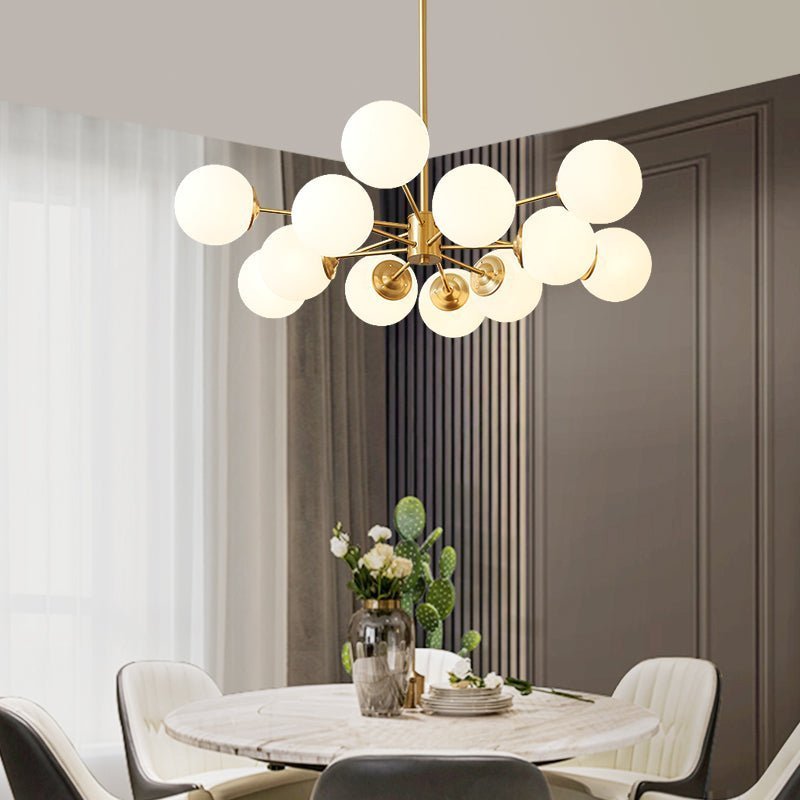 LightfixturesUAE-6/8/12 Lights Mid-Century Modern Sputnik Glass Globe Chandelier-Chandeliers-12-Light-Brass