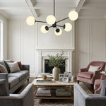 LightfixturesUAE-6/8/12 Lights Mid-Century Modern Sputnik Glass Globe Chandelier-Chandeliers-6-Light-Black