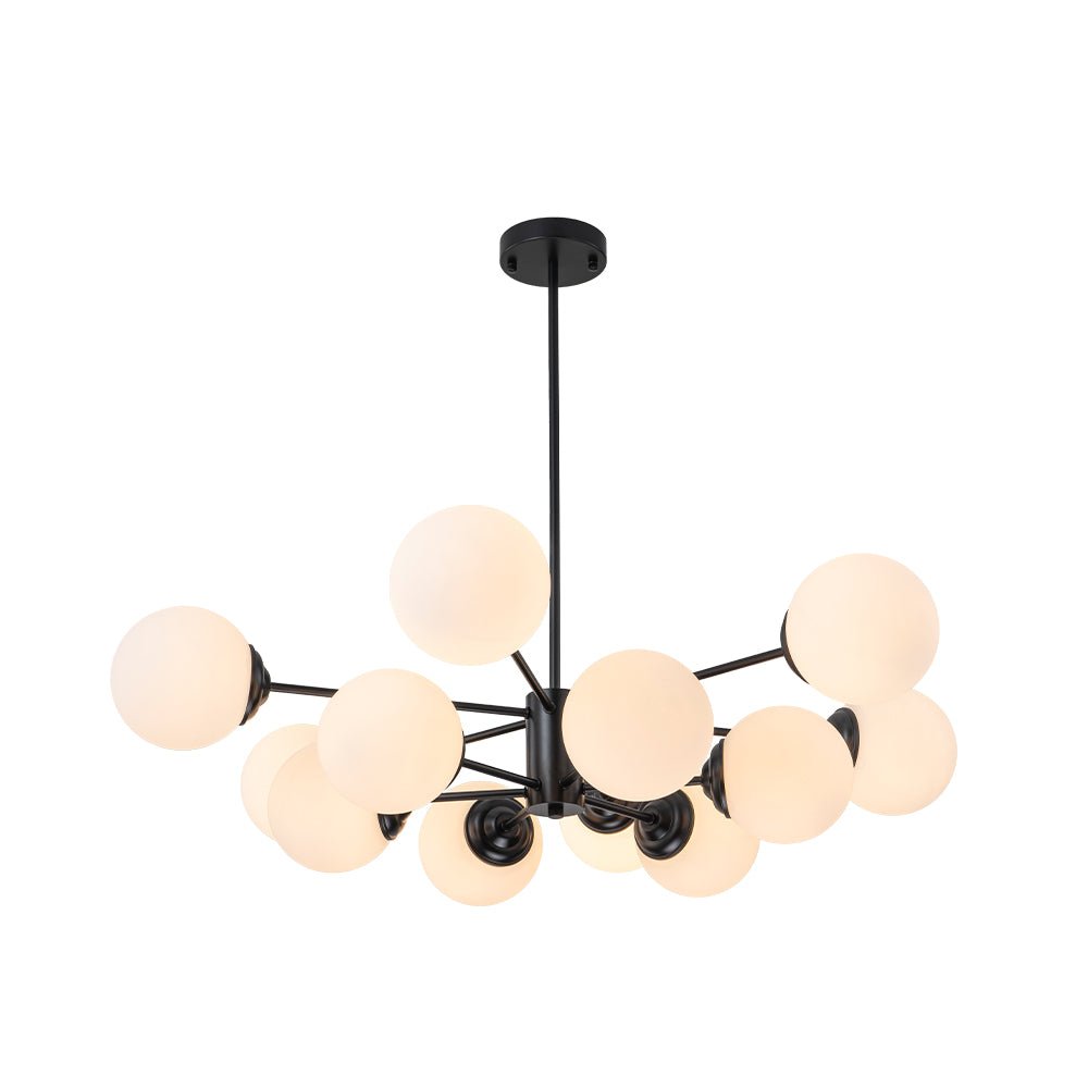 LightfixturesUAE-6/8/12 Lights Mid-Century Modern Sputnik Glass Globe Chandelier-Chandeliers-8-Light-Black