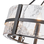 LightfixturesUAE-8-Light Industrial Round Handcrafted Water-Textured Glass Chandelier-Chandeliers-Black-